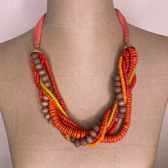 Orange and Gold Rope Fashion Necklace - Picture 10 of 10